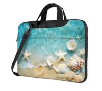 Mexpekil Borsa per computer portatile, impermeabile, borsa a tracolla portatile con tracolla rimovibile, valigetta per donne e uomini, Stelle marine conchiglie Mare, 14 Inch