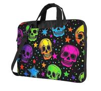 Mexpekil Borsa per computer portatile, impermeabile, borsa a tracolla portatile con tracolla rimovibile, valigetta per donne e uomini, Cartone animato Teschi Stella, 14 Inch