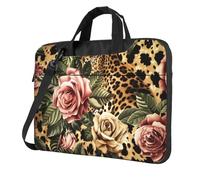 Mexpekil Borsa per computer portatile, impermeabile, borsa a tracolla portatile con tracolla rimovibile, valigetta per donne e uomini, Rosa Pelle Di Leopardo, 15.6 Inch