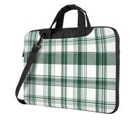 Mexpekil Borsa per computer portatile, impermeabile, borsa a tracolla portatile con tracolla rimovibile, valigetta per donne e uomini, Plaid Bianco Verde, 14 Inch