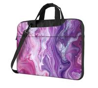 Mexpekil Borsa per computer portatile, impermeabile, borsa a tracolla portatile con tracolla rimovibile, valigetta per donne e uomini, Marmo Rosa Viola, 15.6 Inch
