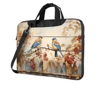 Mexpekil Borsa per computer portatile, impermeabile, borsa a tracolla portatile con tracolla rimovibile, valigetta per donne e uomini, Uccelli Albero Legno, 15.6 Inch