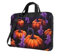 Mexpekil Borsa per computer portatile, impermeabile, borsa a tracolla portatile con tracolla rimovibile, valigetta per donne e uomini, Zucca Foglia Viola, 13 Inch