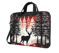Mexpekil Borsa per computer portatile, impermeabile, borsa a tracolla portatile con tracolla rimovibile, valigetta per donne e uomini, Foresta di cervi natalizi, 13 Inch