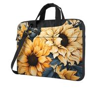 Mexpekil Borsa per computer portatile, impermeabile, borsa a tracolla portatile con tracolla rimovibile, valigetta per donne e uomini, Boho Girasoli Floreale, 14 Inch
