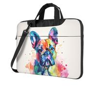 Mexpekil Borsa per computer portatile, impermeabile, borsa a tracolla portatile con tracolla rimovibile, valigetta per donne e uomini, Acquerello Bulldog Francese, 14 Inch