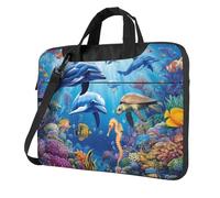 Mexpekil Borsa per computer portatile, impermeabile, borsa a tracolla portatile con tracolla, valigetta per donne e uomini, Scena subacquea colorata, 14 Inch
