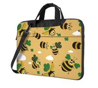 Mexpekil Borsa per computer portatile, impermeabile, borsa a tracolla portatile con tracolla, valigetta per donne e uomini, Cartone animato Api Clover, 15.6 Inch