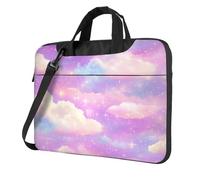 Mexpekil Borsa per computer portatile, impermeabile, borsa a tracolla portatile con tracolla, valigetta per donne e uomini, Galassia Rosa Stella Nuvole, 14 Inch