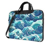 Mexpekil Borsa per computer portatile, impermeabile, borsa a tracolla portatile con tracolla, valigetta per donne e uomini, Sea Wave Blu, 13 Inch