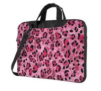 Mexpekil Borsa per computer portatile, impermeabile, borsa a tracolla portatile con tracolla, valigetta per donne e uomini, Stampa leopardata glitter rosa, 13 Inch