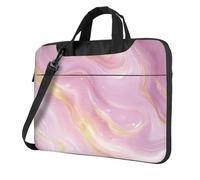 Mexpekil Borsa per computer portatile, impermeabile, borsa a tracolla portatile con tracolla, valigetta per donne e uomini, Glitter rosa marmo oro, 14 Inch
