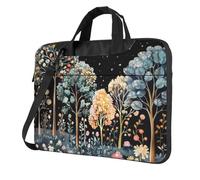 Mexpekil Borsa per computer portatile, impermeabile, borsa a tracolla portatile con tracolla, valigetta per donne e uomini, Foresta sotto il chiaro di luna, 15.6 Inch