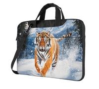 Mexpekil Borsa per computer portatile, impermeabile, borsa a tracolla portatile con tracolla, valigetta per donne e uomini, Tiger Running Snow, 14 Inch