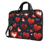 Mexpekil Borsa per computer portatile, impermeabile, borsa a tracolla portatile con tracolla, valigetta per donne e uomini, Cuore nero e rosso., 13 Inch