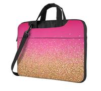 Mexpekil Borsa per computer portatile, impermeabile, borsa a tracolla portatile con tracolla, valigetta per donne e uomini, Glitter oro rosa, 14 Inch
