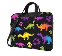 Mexpekil Borsa per computer portatile, impermeabile, borsa a tracolla portatile con tracolla, valigetta per donne e uomini, Zampa di dinosauri neon luminosi, 13 Inch