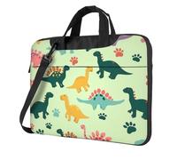 Mexpekil Borsa per computer portatile, impermeabile, borsa a tracolla portatile con tracolla, valigetta per donne e uomini, Impronte colorate di dinosauri, 15.6 Inch