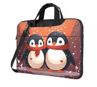 Mexpekil Borsa per computer portatile, impermeabile, borsa a tracolla portatile con tracolla, valigetta per donne e uomini, Penguin Lover Cuore, 15.6 Inch
