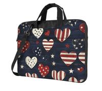 Mexpekil Borsa per computer portatile, impermeabile, borsa a tracolla portatile con tracolla, valigetta per donne e uomini, Cuori Bandiera, 14 Inch
