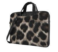 Mexpekil Borsa per computer portatile, impermeabile, borsa a tracolla portatile con tracolla, valigetta per donne e uomini, Stampa leopardata nera, 14 Inch