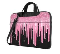 Mexpekil Borsa per computer portatile, impermeabile, borsa a tracolla portatile con tracolla, valigetta per donne e uomini, Flusso Glitter Rosa, 14 Inch