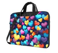 Mexpekil Borsa per computer portatile, impermeabile, borsa a tracolla portatile con tracolla, valigetta per donne e uomini, Cuore colorato di San Valentino, 13 Inch