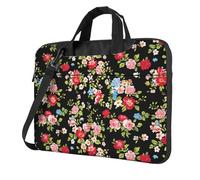 Mexpekil Borsa per computer portatile, impermeabile, borsa a tracolla portatile con tracolla, valigetta per donne e uomini, Rose Fiori di campo, 15.6 Inch