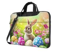 Mexpekil Borsa per computer portatile, impermeabile, borsa a tracolla portatile con tracolla, valigetta per donne e uomini, Bunnie Uova Floreali Art, 14 Inch