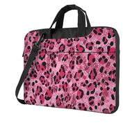 Mexpekil Borsa per computer portatile, impermeabile, borsa a tracolla portatile con tracolla, valigetta per donne e uomini, Stampa leopardata glitter rosa, 13 Inch