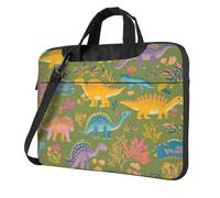 Mexpekil Borsa per computer portatile, impermeabile, borsa a tracolla portatile con tracolla, valigetta per donne e uomini, Dinosauri Carini Gialli, 13 Inch