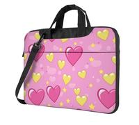 Mexpekil Borsa per computer portatile, impermeabile, borsa a tracolla portatile con tracolla, valigetta per donne e uomini, Rosa Giallo Cuore Amore, 15.6 Inch