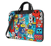 Mexpekil Borsa per computer portatile, impermeabile, borsa a tracolla portatile con tracolla, valigetta per donne e uomini, Cartone animato Astratto Gra, 15.6 Inch
