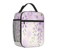 Mexpekil Borsa per il pranzo ad acquerello con glicine viola | Contenitore termico per il pranzo, per ragazze, ragazzi, donne, uomini, piccole borse termiche, per scuola/lavoro/picnic
