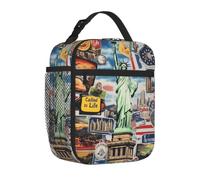 Mexpekil Borsa per il pranzo con bandiera della Libertà | Contenitore termico per il pranzo, per ragazze, ragazzi, donne, uomini, piccole borse termiche, per scuola/lavoro/picnic