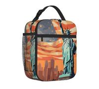 Mexpekil Borsa per il pranzo con bandiera Statua della Libertà | Contenitore termico per il pranzo, per ragazze, ragazzi, donne, uomini, piccole borse termiche, per scuola/lavoro/picnic