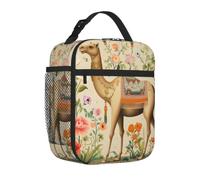 Mexpekil Borsa per il pranzo con piante verdi cammello | Contenitore termico per il pranzo, per ragazze, ragazzi, donne, uomini, piccole borse termiche, per scuola/lavoro/picnic