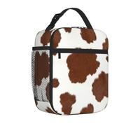 Mexpekil Borsa per il pranzo con stampa mucca bianca e marrone | Contenitore termico per il pranzo, per ragazze, ragazzi, donne, uomini, piccole borse termiche, per scuola/lavoro/picnic