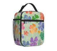 Mexpekil Borsa per il pranzo con tasca laterale in rete per donne, uomini, ragazzi e ragazze, borsa termica Lucky Four Leaf Clover