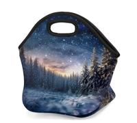 Mexpekil Borsa per il pranzo in neoprene per donne, uomini, adulti, bambini, foresta, galassia, cielo, isolata, borsa portatile da picnic per lavoro e campeggio