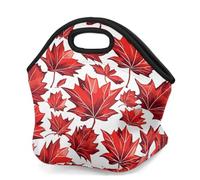 Mexpekil Borsa per il pranzo in neoprene per donne, uomini, adulti, bambini, Ringraziamento, rosso, autunno, foglie d'acero, borsa termica per il pranzo portatile, borsa da picnic per lavoro e