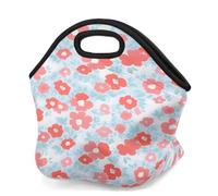 Mexpekil Borsa per il pranzo in neoprene per donne, uomini, adulti, bambini, rosa, piccolo fiore, isolata, borsa da picnic portatile per lavoro e campeggio
