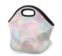Mexpekil Borsa per il pranzo in neoprene per donne, uomini, adulti, bambini, triangolo, rosa fluo, isolata, borsa da picnic portatile per lavoro e campeggio