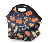 Mexpekil Borsa per il pranzo in neoprene per donne, uomini, adulti, bambini, zucca del Ringraziamento, borsa termica per il pranzo portatile da picnic per lavoro e campeggio