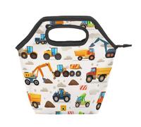 Mexpekil Borsa per il pranzo isolata riutilizzabile con trattore e escavatore, impermeabile, a prova di perdite, per bambini e adulti, scuola, ufficio, picnic