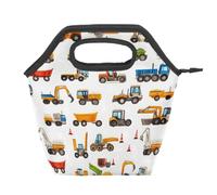 Mexpekil Borsa per il pranzo isolata riutilizzabile con trattore, escavatore, impermeabile, a prova di perdite, per bambini, adulti, scuola, ufficio, picnic