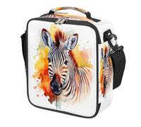 Mexpekil Borsa per il pranzo per bambini con zebra ad acquerello, quadrata, termica, riutilizzabile, per scuola, picnic, viaggi