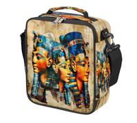 Mexpekil Borsa per il pranzo per bambini in stile artistico egiziano, con antichi faraoni, quadrata, termica, riutilizzabile, per scuola, picnic, viaggi