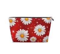 Mexpekil Borsa per il trucco impermeabile per cosmetici, piccola custodia per trucco, accessori da viaggio portatili, regali per donne, uomini e ragazze, Margherite rosse, One Size