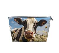 Mexpekil Borsa per il trucco impermeabile per cosmetici, piccola custodia per trucco, accessori da viaggio portatili, regali per donne, uomini e ragazze, Mucca Daisy, One Size